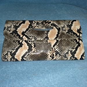 Nine West faux snakeskin clutch.